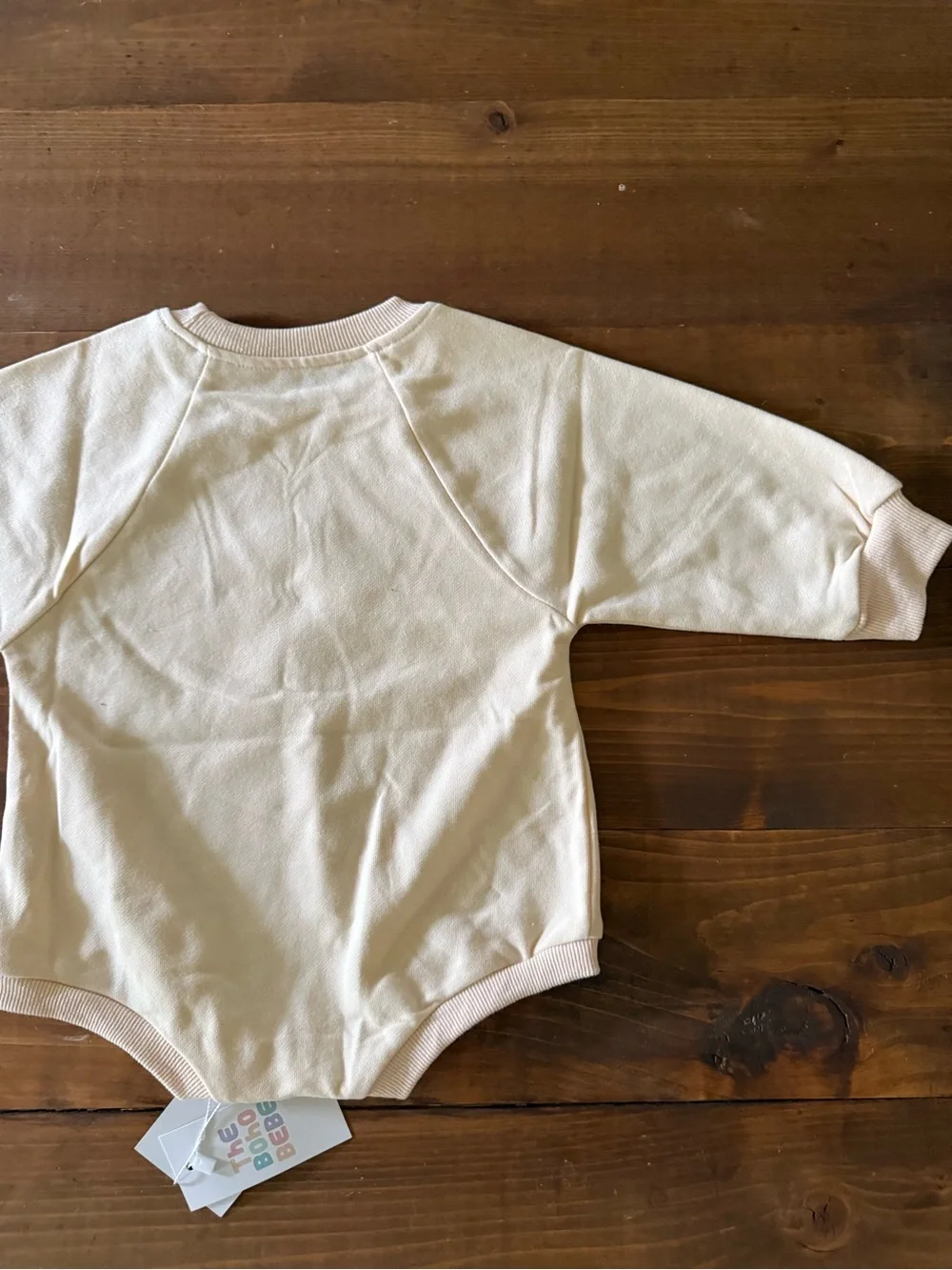 Cream Smiley Face Baby Sweatshirt Romper Onesie